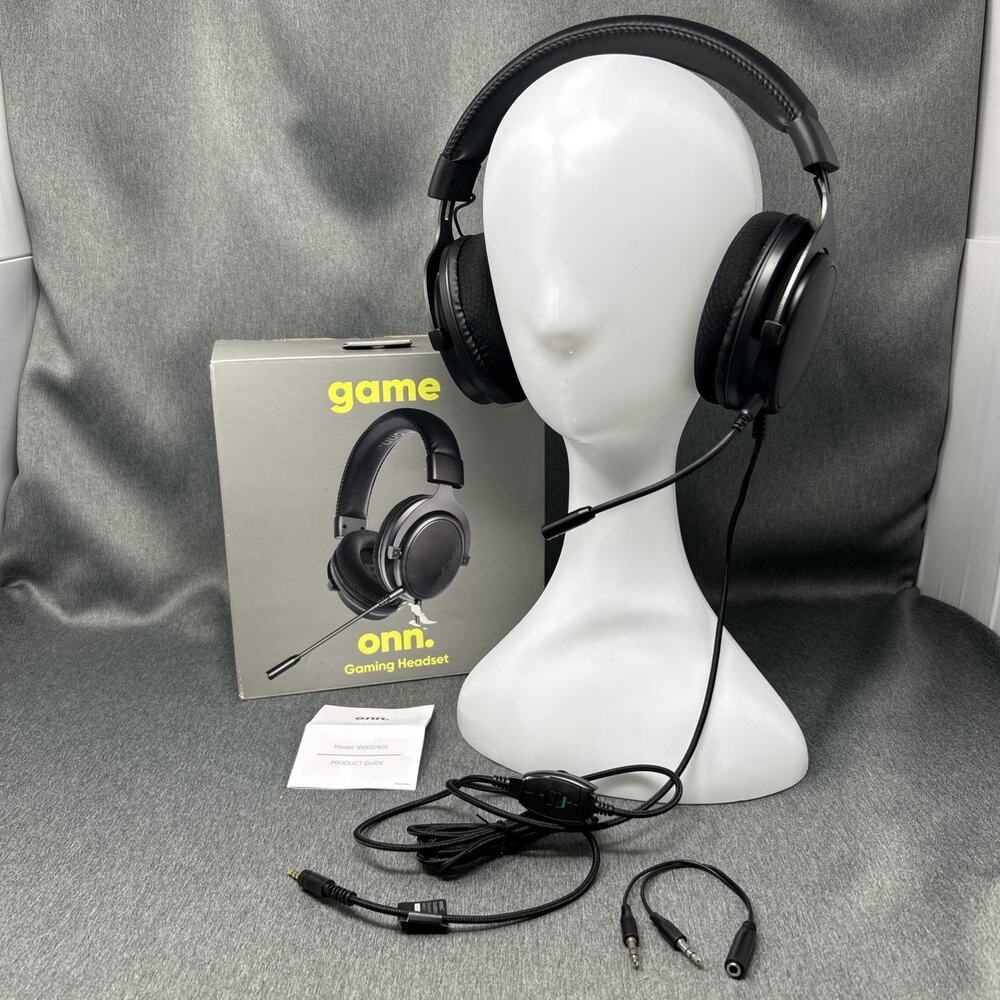 ONN Gaming Headset w/ Mic PC Adapter 3.5mm Wired Over-Ear Headphones OPEN BOX